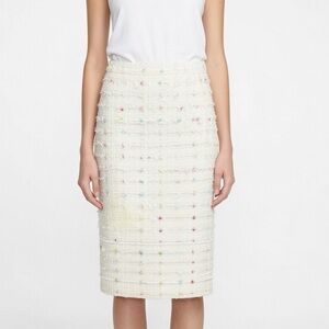 Vintage St. John Collection Pastel Tweed Knit Midi Skirt | Multicolor | Size 12